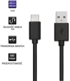 Кабель Qoltec USB Typ-C - USB Typ A 1.5 m чорний (5901878504896) - зображення 2