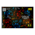 Альбом для малювання 30арк ZB.1451-03 GAMER KIDS Line120г/м2,на пружині т.-синій (4/72)