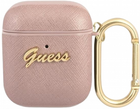 Etui CG Mobile Guess Saffiano Script Metal Collection GUA2SASMP do AirPods 1 / 2 Różowy (3666339009816)