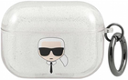 Etui CG Mobile Karl Lagerfeld Glitter Karl`s Head KLAPUKHGS do AirPods Pro Srebrny (3666339030292)