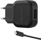 Мережевий зарядний пристрій Qoltec 12 W USB + кабель USB Type-C Black (5901878501840) - зображення 1