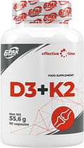 Дієтична добавка 6PAK Nutrition Effective line D3 + K2 90 капсул (5902811815802) - зображення 1