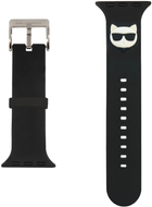 Pasek Karl Lagerfeld Silicone Choupette Heads KLAWLSLCK do Apple Watch Series 1/2/3/4/5/6/7/8/SE/SE2/Ultra 42-45 mm Czarny (3666339031671) - obraz 1