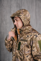 Водонепроницаемая Куртка мужская тактическая Soft shell демисезонная (на молнии с капюшоном) Пиксель S - изображение 12