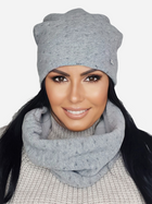 Комплект жіночий шапка + хомут Kamea K.21.201.06 54-60 Сірий (5903246744798) - зображення 2