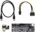 Riser Qoltec PCI-E 1x - 16x USB 3.0 ver 018 SATA PCI-E 6 pin (55510) - obraz 1