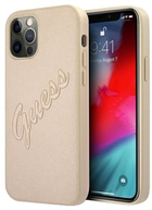 Панель Guess Saffiano Vintage Script для Apple iPhone 12 Pro Max Золота (3666339004439)