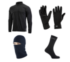 M-tac комплект зимняя балаклава, перчатки, носки, кофта тактическая чёрные S - изображение 1