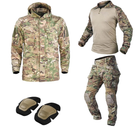 Тактичний комплект військового одягу Brutal's Multicam, убакс з довгим рукавом та налокітниками, штани з наколінниками+ куртка M65 Мультикам р.2XL