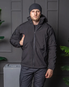 Чоловіча куртка Softshell поліція з флісовою підкладкою чорна вітро та водовідштовхуюча з липучками під шеврон 5XL - зображення 2