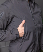 Чоловіча куртка Softshell поліція з флісовою підкладкою чорна вітро та водовідштовхуюча з липучками під шеврон L - зображення 3