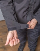Чоловіча куртка Softshell поліція з флісовою підкладкою чорна вітро та водовідштовхуюча з липучками під шеврон 5XL - зображення 6