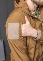 Мужская куртка Softshell койот с капюшоном и липучками под шевроны водонепроницаемая M - изображение 4