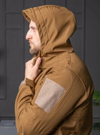Мужская куртка Softshell койот с капюшоном и липучками под шевроны водонепроницаемая M - изображение 6
