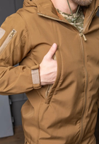 Мужская куртка Softshell койот с капюшоном и липучками под шевроны водонепроницаемая 3XL - изображение 5
