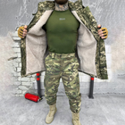 Мужская Зимняя Куртка на синтепоне с меховой подкладкой / Бушлат из саржи пиксель размер M - изображение 5