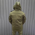 Мужская Зимняя Куртка на синтепоне с флисовой подкладкой / Водоотталкивающий Бушлат олива размер 3XL - изображение 2
