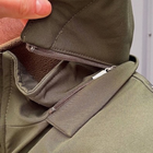 Мужская Зимняя Куртка на синтепоне с флисовой подкладкой / Водоотталкивающий Бушлат олива размер 3XL - изображение 5