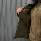 Мужская Зимняя Куртка на синтепоне с флисовой подкладкой / Водоотталкивающий Бушлат олива размер 3XL - изображение 7