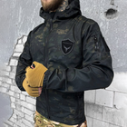 Демісезонна чоловіча Куртка Softshell на флісі з Капюшоном та Липучками під шеврони чорний мультикам розмір 3XL - зображення 3