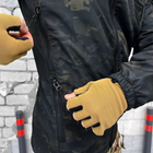 Демісезонна чоловіча Куртка Softshell на флісі з Капюшоном та Липучками під шеврони чорний мультикам розмір 3XL - зображення 7