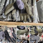 Плотные зимние перчатки SoftShell на меху с сенсорными вставками олива размер универсальный - изображение 3