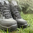Высокие Кожаные Кроссовки черные / Демисезонная Обувь с защитой от влаги размер 42 - изображение 5