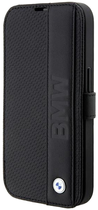 Etui z klapką BMW Leather Textured Stripe do Apple iPhone 14 Pro Max Black (3666339097189) - obraz 1