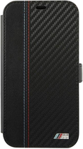 Etui z klapką BMW M Collection Carbon Stripe do Apple iPhone 12 mini Black (3700740492758) - obraz 1