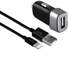 Ładowarka samochodowa Puro Mini 5V 1A 5W + kabel Lightning MFi 1m Black (8033830260711)