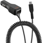 Автомобільний зарядний пристрій Ventev USB-C 4A + USB Black (729198814687) - зображення 1