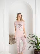 Піжама (штани+футболка) жіноча NOVITI PD005-W-01 M Рожева (5905204314302) - зображення 1