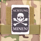 Шеврон Achtung Minen ! (Внимание Мины !), 8х5, на липучке (велкро), патч печатный - изображение 3