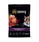 Влажный корм Savory для стерилизованных кошек Ягнёнок с клюквой в соусе