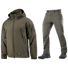 Мужской Комплект M-TAC на флисе Куртка + Брюки / Утепленная Форма SOFT SHELL олива размер L 48 - изображение 1