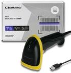Skaner kodów kreskowych Qoltec Laser 1D, 2D, USB Czarny z żółtym (50867) (5901878508672) - obraz 6