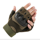 Перчатки тактические без пальцев летние для ВСУ c защитой на костяшках армейские XL/10 Олива - изображение 2