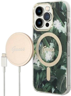 Etui + Ładowarka Guess Jungle MagSafe do Apple iPhone 14 Pro Green (3666339103279) - obraz 1