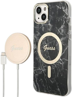 Etui + Ładowarka Guess Marble MagSafe do Apple iPhone 14 Plus Black (3666339103125) - obraz 1