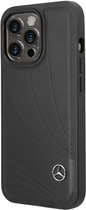 Etui Mercedes Leather Wave Pattern do Apple iPhone 14 Pro Max Black (3666339081454) - obraz 1