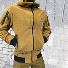 Мужская флисовая кофта с капюшоном "Sota Logos-tac" / Флиска с карманами койот размер 4XL - изображение 3