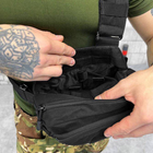 Нагрудна сумка "frein" Cordura 1000D / Місткий однолямний Рюкзак чорний 23,5х6х12 см - зображення 5