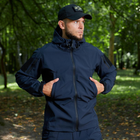 Вологозахищена Чоловіча куртка Softshell / Верхній одяг з анатомічним покроєм темно-синій розмір S - зображення 1