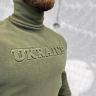 Чоловічий Флісовий Гольф з принтом "Ukraine" / Щільна Водолазка олива розмір S - зображення 5