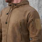 Утепленная мужская флисовая кофта с капюшоном и липучками под шевроны / Флиска в цвете койот размер M - изображение 6
