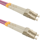 Оптичний патч-корд Qoltec LC/UPC - LC/UPC Multimode 50/125 OM4 Duplex 10 м Pink (5901878543475) - зображення 1
