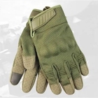 Тактичні рукавички закриті хакі з сенсором ЗСУ повнопалі армійські рукавички з пальцями тактичні XL - зображення 3