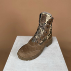 Тактичні берці натуральна шкіра та хутро койот піксель, двохкомпонентна підошва тактичне взуття 45 - зображення 3