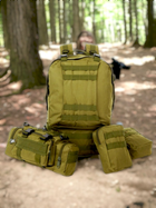 Військовий тактичний рюкзак + 3 підсумки (водонепроникний) кріплення моллі (mollie) олива (хакі) - зображення 1