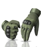 Тактичні повнопалі рукавички (велорукавиці, моторукавиці) Eagle Tactical ET-12 Green Розмір XL - зображення 1